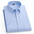 Chemise de bureau à manches courtes bleu clair pour hommes avec une poche de poitrine pratique - 38 / Hauts / Bleu