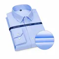 Premium non-iron 100% cotton light blue textured men's long sleeve business dress shirt - 39/M / Tops / Light Blue Micro Check (2028)
