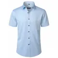Camisa de hombre de manga corta azul claro con corte entallado y tejido elástico - 38 / Tops / Azul claro