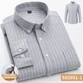 Chemise Oxford premium en coton à rayures grises pour hommes avec col boutonné - 38 / Hauts / Rayures Fines Grises (SS5951-1)
