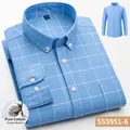 Klassisches Herren Oxford-Langarmhemd mit blauem Fensterkaromuster aus reiner Baumwolle - 38 / Oberteile / Blau Kariert (5951-6)