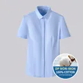 Women's short sleeve light blue 100% cotton non-iron shirt slim fit - 38 / Top (DZDP-13) / T-Shirts / Light Blue