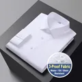 Camicia da uomo bianca di alta qualità, no stiro, con tessuto resistente ad acqua e macchie - 40 (Suggerito 125-140 Jin) / Top / Bianco (SF515)
