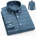 Chemise Oxford à carreaux bleus pour hommes, en coton à manches longues et col boutonné - 38 / Hauts / Petit Carreaux Bleu Blanc (SS5951-13)