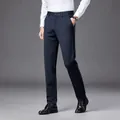 Professional slim fit navy blue business suit trousers for men - Summer thin collection - 38 / Bottoms / Navy Blue