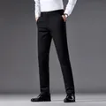 Professional men's slim fit black business dress pants for office and formal wear - 38 / Bottoms / Black