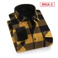 Warm winter men's fleece-lined plaid long-sleeve shirt in yellow and black check design - S / Tops / Yellow Black Plaid (BN14-2)
