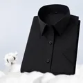 Chemise business noire pour homme, infroissable, en coton doux, idéale pour un look professionnel - 38 / Haut (DX0535-4) / Noir