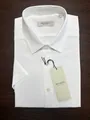 Classic men's premium white cotton short-sleeved dress shirt neatly folded on wooden surface - 38 / Tops / T-Shirts / White