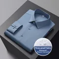 Men's solid blue non-iron water-resistant dress shirt in folded presentation - Blue Gray (SF515)