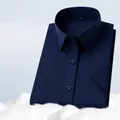 Chemise de ville pour homme bleu marine infroissable en coton à fibres longues - 38 / Haut (DX0535-3) / Bleu marine