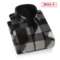 Warm men's thick fleece-lined plaid shirt featuring a black and gray checkered pattern - S / Tops / Gray Black Plaid (BN14-9)
