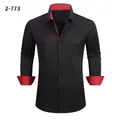 Camisa de manga larga para hombre en negro con forro rojo en contraste. - Negro (2-773)