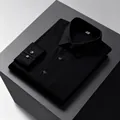 Premium black stain-resistant long sleeve dress shirt for professional business men - Black (SF515)