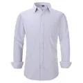 Camicia casual da uomo a maniche lunghe con classiche strisce verticali e taschino - XS / Top / Righe Bianche (H-8868-25)