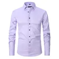 Camisa de vestir slim fit de manga larga con elástico en 4 direcciones para hombre lila - 38 / Tops / Violeta Claro