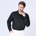 Classic men's black long sleeve Modal shirt with a premium smooth ice silk texture finish - 38 / Top (SS6212) / Black