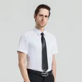 Professional white short-sleeved men's business dress shirt with formal square collar - 38 / Tops / White