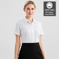Elegant white short-sleeved non-iron pure cotton formal shirt for women's office wear - 43 / Tops / T-Shirts / Pearl White (DZDP-2001)