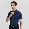 Professional men's short sleeve navy blue business shirt formal wear - 38 / Tops / Navy Blue