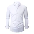 Chemise business classique blanche pour homme à manches longues avec col à revers chic - 3XL / Hauts / Blanc (Boutons Blancs)