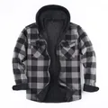 Chemise à capuche à carreaux gris et noir pour homme avec doublure épaisse en velours noir - 3XL / Hauts / JM319-9 (Carreaux Noir & Gris)