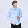 Men's light blue long-sleeve modal shirt, comfortable ice silk dress shirt for spring - 38 / Top (SS6212) / Blue