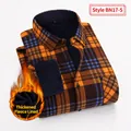 Camisa de cuadros cálida para hombre con forro polar grueso azul marino de invierno - 3XL / Tops / Cuadros Naranja Marrón Azul (BN17-5)