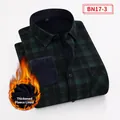 Camisa clásica de cuadros verde oscuro para hombre con forro polar azul cálido - 3XL / Tops / Cuadros Verde Oscuro Negro (BN17-3)