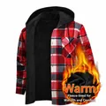 Chemise à capuche à carreaux rouges pour hommes avec une doublure polaire très chaude - 3XL / Hauts / JM319-19 (Rouge & Noir Carreaux)