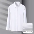 Classic professional white long-sleeved women's shirt in 501 fine twill fabric - 38 / Tops / White Fine Twill (Z501)
