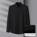 Chemise d'affaires élégante en modal noir à manches longues pour homme avec détail - 38 / Hauts / Noir (SS506)
