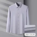 Chemise homme 503 Gris à manches longues en modal avec gros plan sur la texture - 38 / Hauts / Gris (SS503)