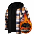Veste chemise à capuche en flanelle à carreaux pour homme avec doublure polaire - 3XL / Hauts / JM319-14 (Brun & Noir & Blanc Carreaux)