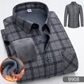 Camicia scozzese grigia di qualità da uomo a maniche lunghe con calda fodera in pile, stile 9908 - Blu Navy e Grigio Quadri (BN9908)