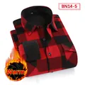 Camicia di flanella a quadri rossi e neri da uomo con calda fodera in pile nero - Plaid Rosso Nero (BN14-5)