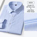 Professional light blue striped long sleeve dress shirt with non-iron cotton fabric. - 38 / Tops / Light Blue Wide Stripe Men's Long Sleeve (SJDP6604)