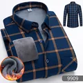 Camicia scozzese da uomo blu navy e arancione foderata in pile per l'inverno freddo - Blu Navy e Arancio Quadri (BN9909)