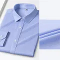 Chemise business haut de gamme à rayures bleues et blanches en coton DP sans repassage - 38 / Hauts / Rayures bleues et blanches