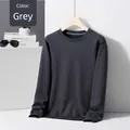Felpa da uomo girocollo in lana e seta con trama a nido d'ape in colore grigio fumo - 3XL / Top / Grigio