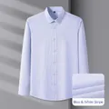 Chemise business à manches longues en modal à rayures bleues et blanches pour hommes. - 38 / Hauts / Rayures Bleues et Blanches (SS514)