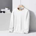 Felpa da uomo bianca di alta qualità in maglia a nido d'ape di lana e seta - 3XL / Top / Bianco