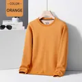 Felpa girocollo da uomo arancione in lana e seta con trama a nido d'ape per primavera - 3XL / Top / Arancione