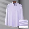 Chemise de ville à manches longues pour hommes à rayures violettes en tissu modal doux - 38 / Hauts / Larges Rayures Violettes (SS510)