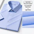 Professional light blue 200-count cotton non-iron short-sleeve business shirt for men - 38 / Tops / Light Sky Blue Men's Short Sleeve (SJDP6602)