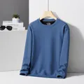 Felpa da uomo premium a girocollo in maglia a nido d'ape grigio-blu lana seta - grigio-blu