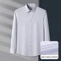 Chemise homme business manches longues en modal avec un motif élégant à larges rayures grises - 38 / Hauts / Larges Rayures Grises (SS511)