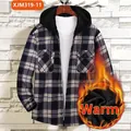 Chemise à capuche en flanelle à carreaux pour hommes avec doublure en polaire chaude - M / Haut (JM319-11) / Carreaux Bleu Foncé et Blanc Cassé (JM319-11)