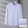 Chemise business homme à manches longues avec motif à rayures verticales bleues. - 38 / Hauts / Larges Rayures Bleues (SS509)