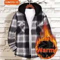 Chemise à capuche en flanelle à carreaux noir et blanc pour homme avec doublure polaire - S / Haut (JM319-12) / Carreaux Noir, Blanc et Gris (JM319-12)